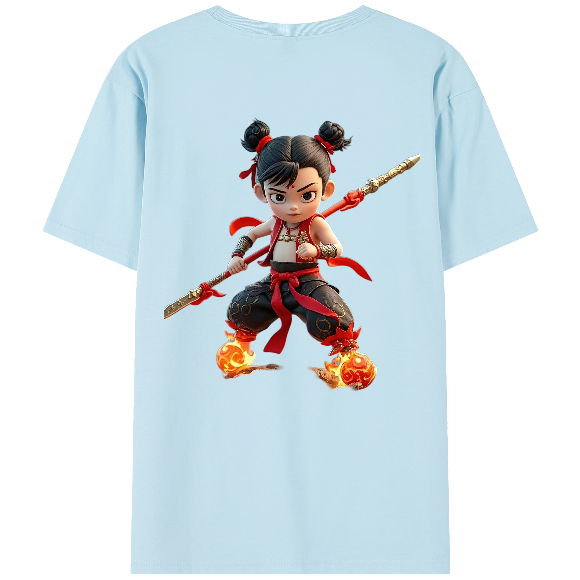 （画像用） Ne Zha 2 ナタ 魔童の大暴れ 綿100％半袖Tシャツ（背面プリント）